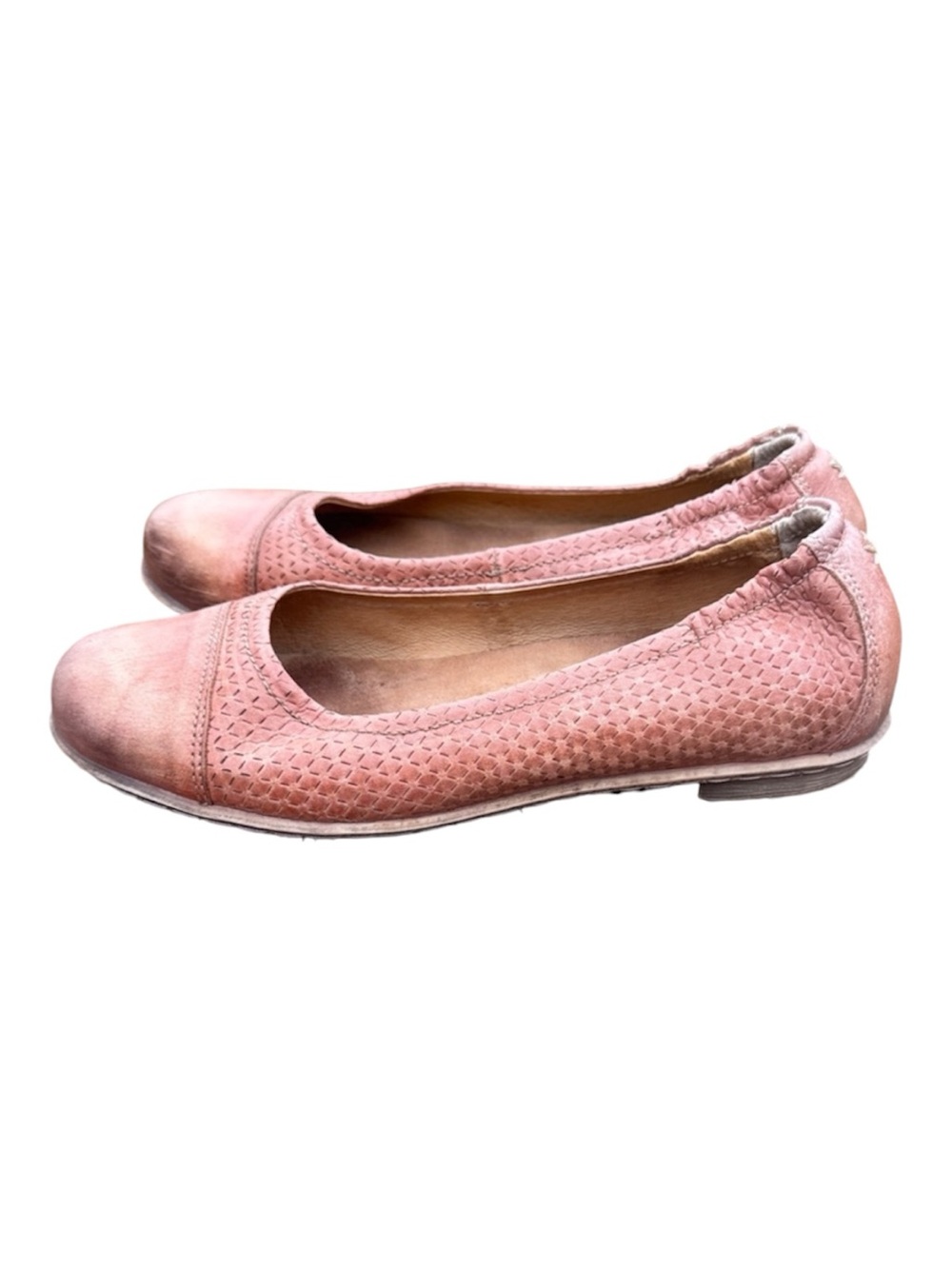 Taos Cleo Burnished Tan Brown Leather Ballet Flats Slip-On Shoes 8 8.5 39
